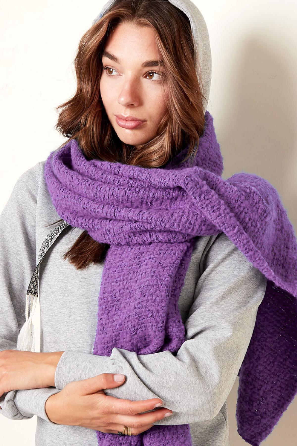 Sciarpa invernale con motivo a rilievo viola Purple Polyester h5 Immagine3